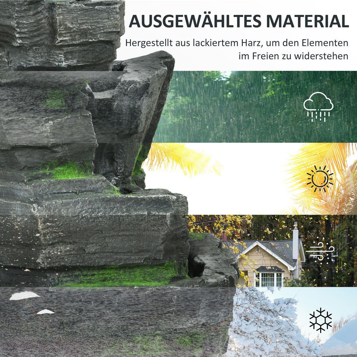 GARTENBRUNNEN, Kunstharz, Dunkelgrau - Dunkelgrau, Kunststoff (34/28/57cm) - Outsunny