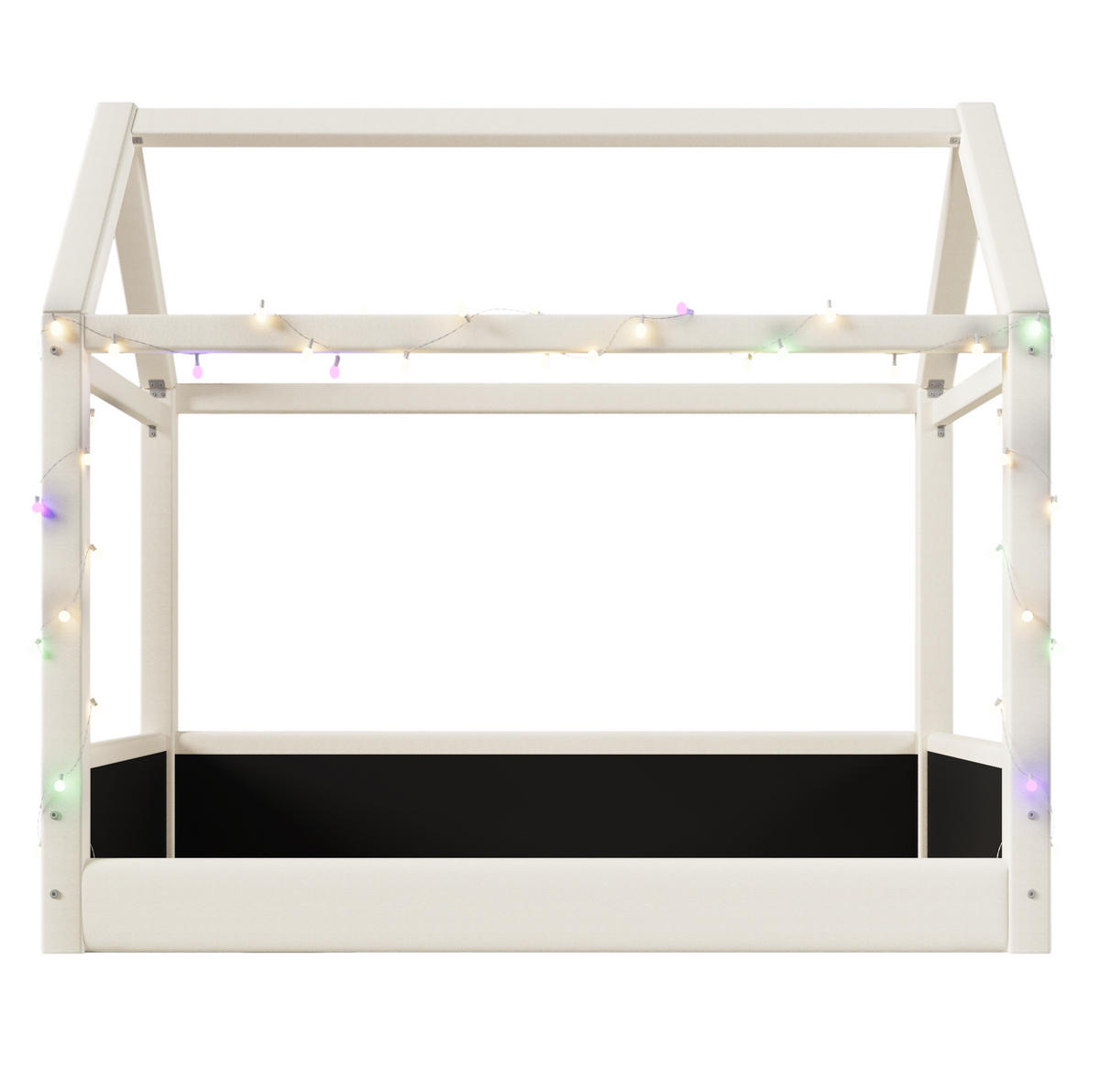 KINDERBETT 90/200 cm aus MDF mit LED-Beleuchtung und Hausdesign, Beige - Beige, Holzwerkstoff (90/200cm) - Redom
