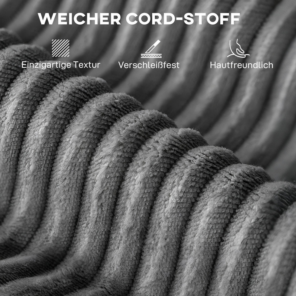CHAISELONGUE 2 SITZER DE-06570 Großes Schlafsofa mit Becherhalter Grau - Grau, Holz/Textil (134/89/151cm) - ComfortXL