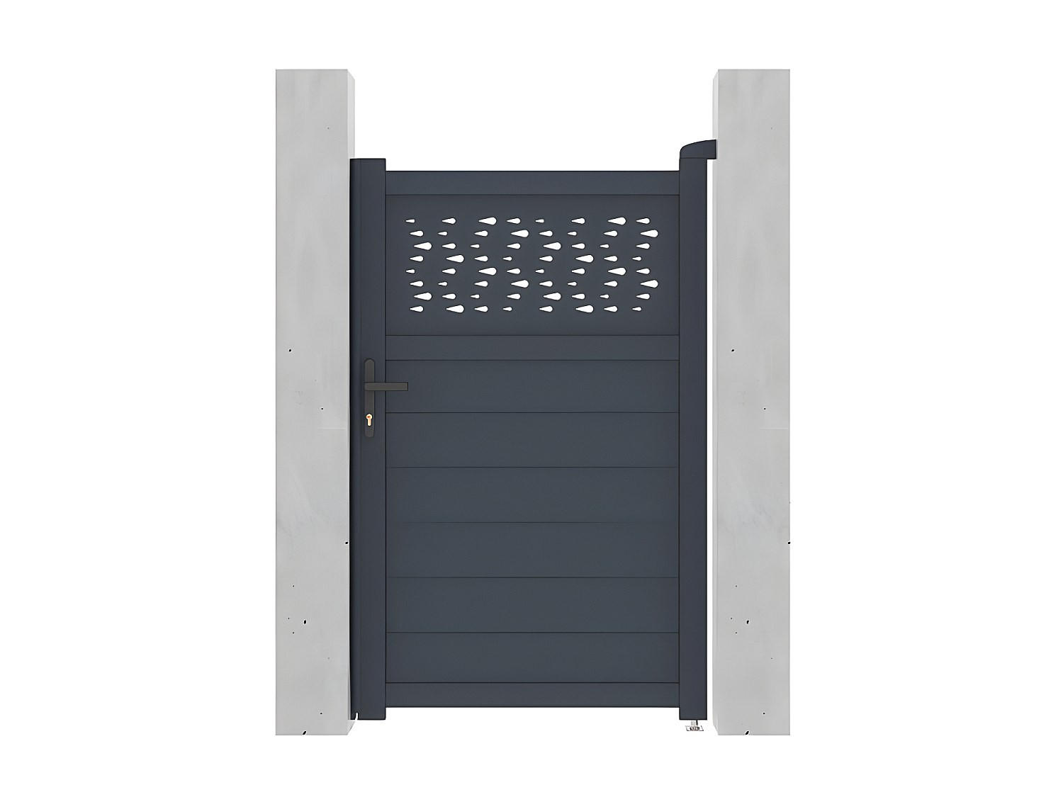 EINGANGSTOR - 100cm x 4.6cm - Aluminium - anthrazitgrau - BAZIO - Anthrazit, Metall (100/161cm) - Vente-Unique