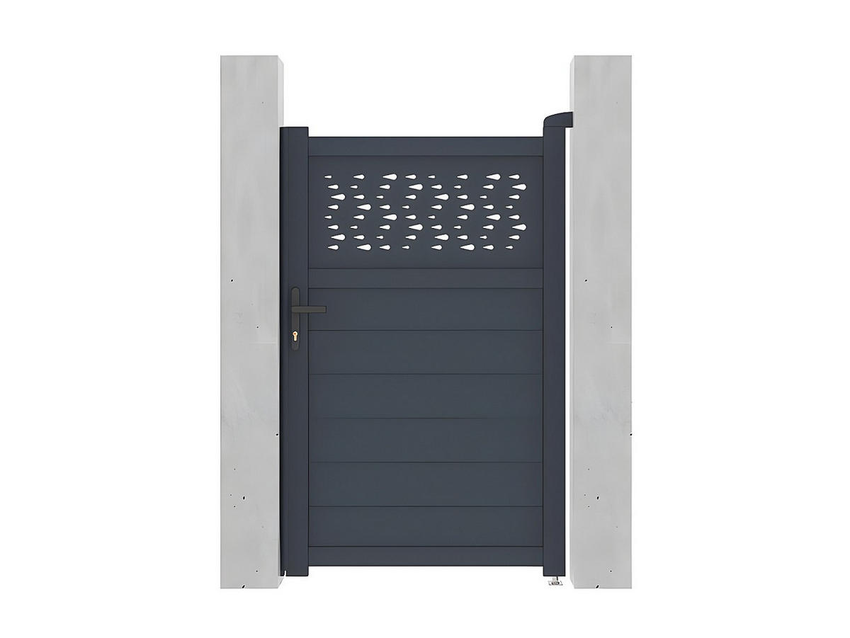 EINGANGSTOR - 100cm x 4.6cm - Aluminium - anthrazitgrau - BAZIO - Anthrazit, Metall (100/161cm) - Vente-Unique