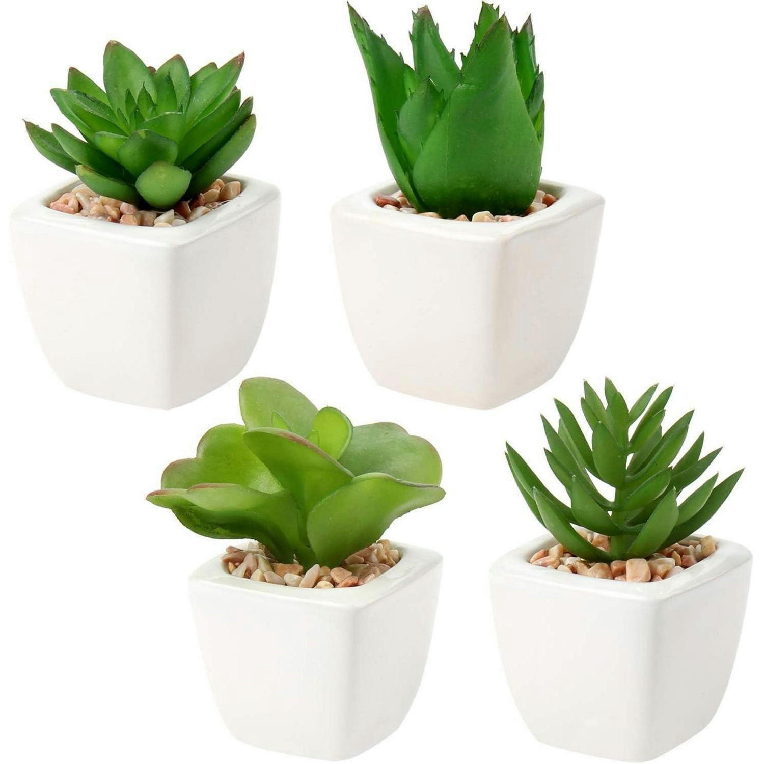 KUNSTPFLANZEN-SET Mini Sukkulenten im Keramiktopf 4-teilig - Multicolor, Keramik (4cm)
