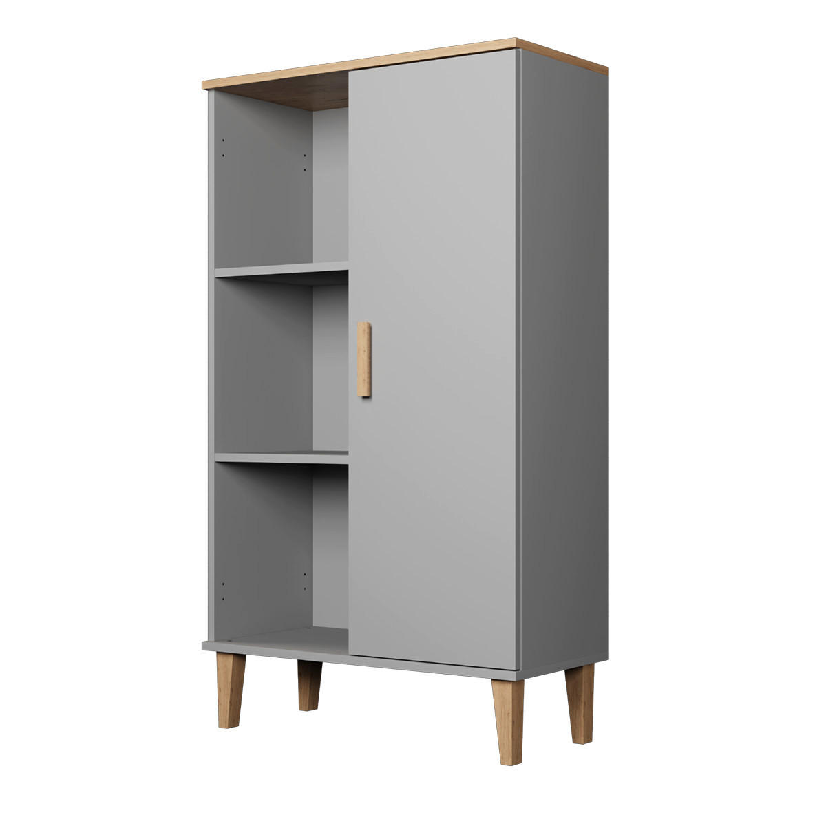 KNIHOVNA Denver Šedá - šedá, kompozitní dřevo (80/120/35cm) - Petits-meubles