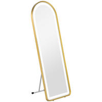 STANDSPIEGEL mit LED-Leuchte, Touch-Schlater, für Wohnzimmer, Schlafzimmer, Gold - Goldfarben, Glas (50/4/151.5cm) - HOMCOM