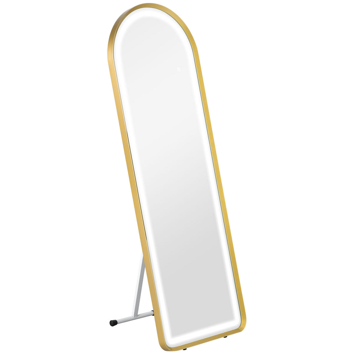 STANDSPIEGEL mit LED-Leuchte, Touch-Schlater, für Wohnzimmer, Schlafzimmer, Gold - Goldfarben, Glas (50/4/151.5cm) - HOMCOM