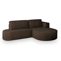 ECKSOFA CORTIO P R-S Braun Kordstoff mit Schlaffunktion - Braun, Holz (265/174cm) - MASSENO