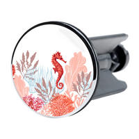 WASCHBECKENSTÖPSEL Sea Horse - Blau/Rot, Kunststoff/Metall (4/7/7cm) - Sanilo