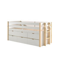 KOJENBETT mit Schubladen Karissa 219x100x98 Massivholz+MDF Weiß/natur - Weiß/Kieferfarben, Holz (90/200cm) - 58aufmkessel