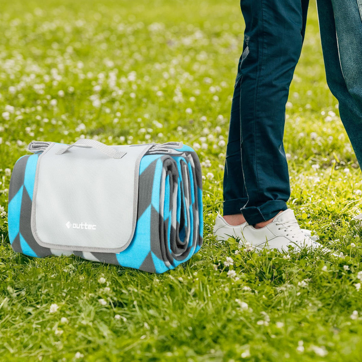 PICKNICKDECKE 200/200 cm - Blau/Grau, Textil (200/200cm) - Outtec