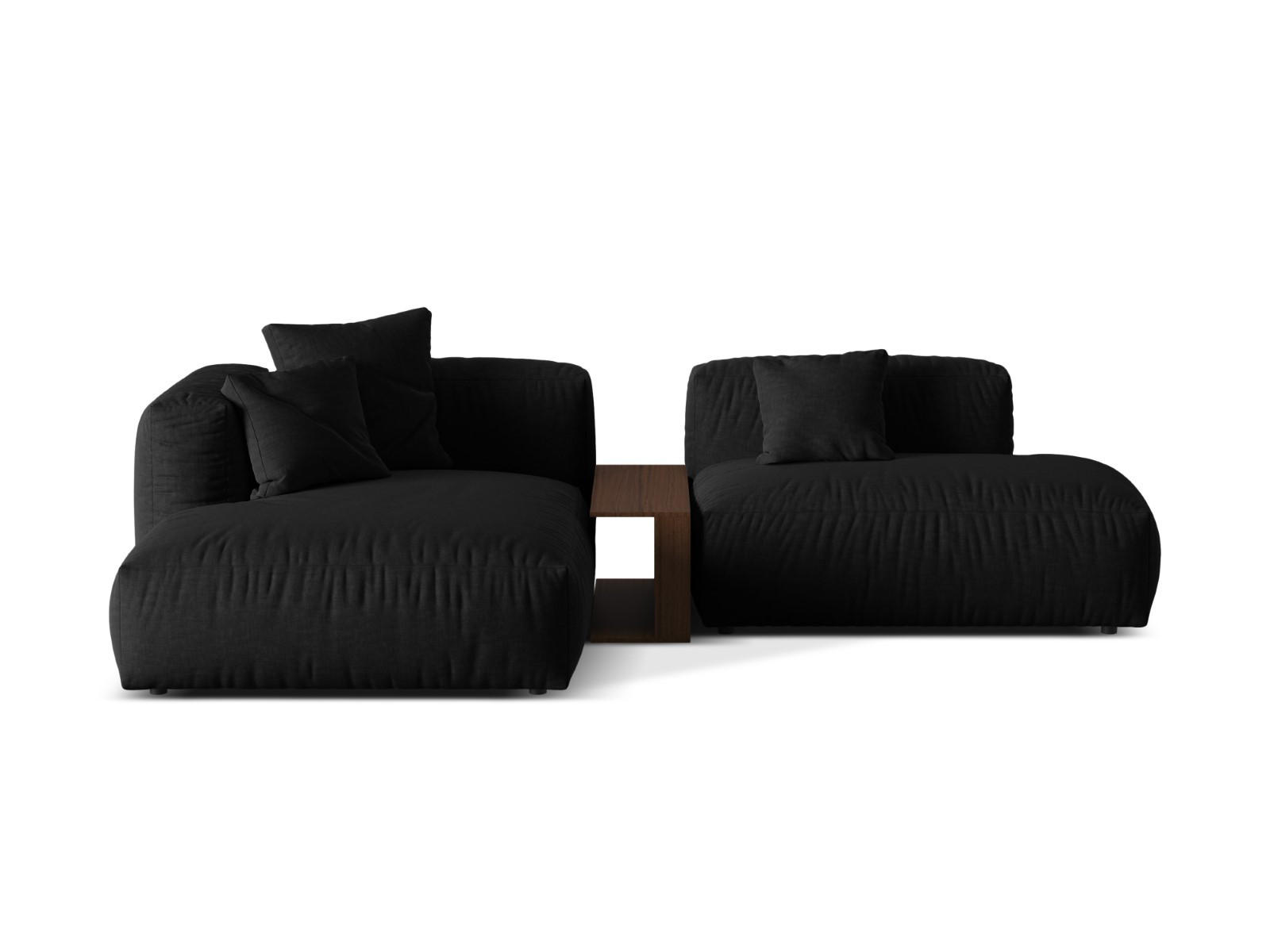 ECKSOFA modular links Martina aus strukturiertem Stoff schwarz 2 Sitzplätze - Schwarz, Textil (176/285cm) - Micadoni