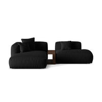 ECKSOFA modular links Martina aus strukturiertem Stoff schwarz 2 Sitzplätze - Schwarz, Textil (176/285cm) - Micadoni
