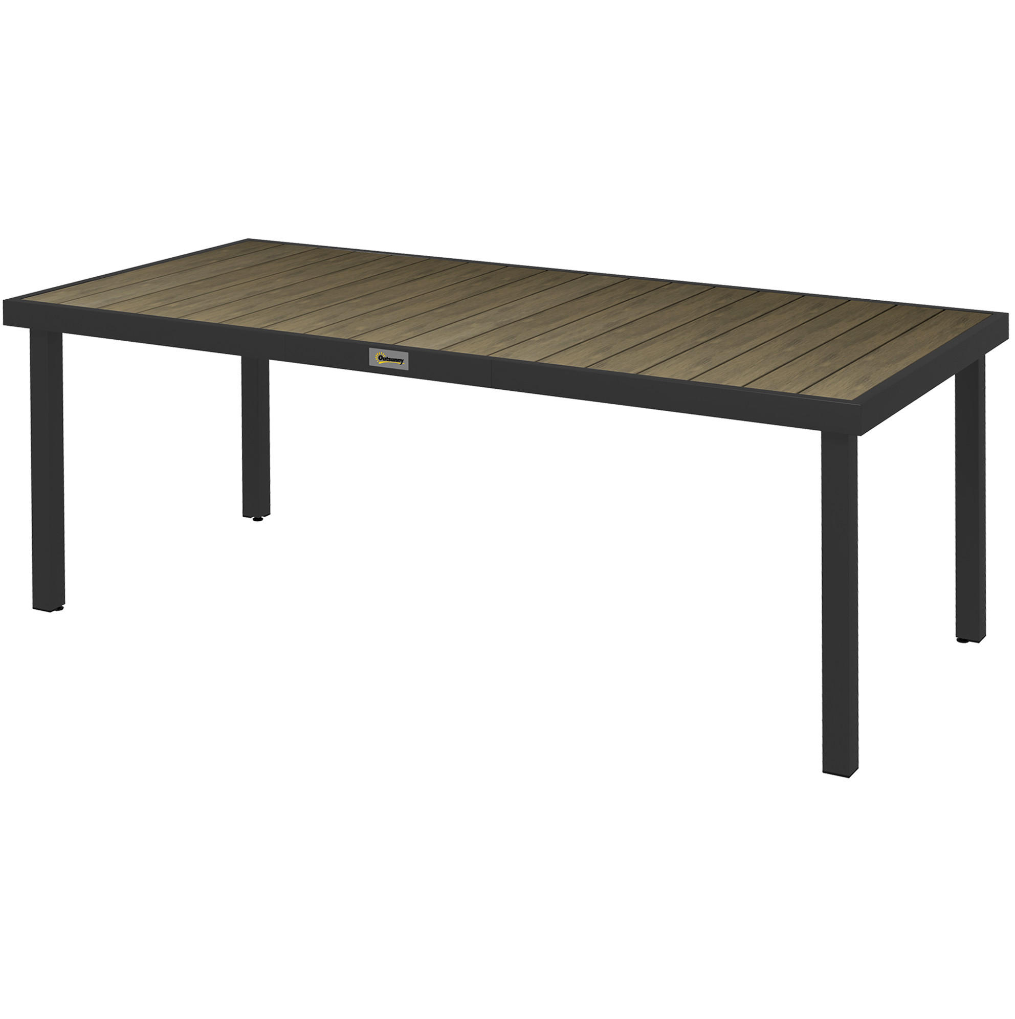 GARTENTISCH aus Aluminium 190x90x74 cm Naturholz-Optik wasserfest mit Holzmaserung und rutschfesten, verstellbaren Fußpolstern - Naturfarben, Metall (190/90/74cm) - Modfu