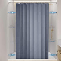 DUSCHVORHANG Blau magnetisch faltbar Leinen wasserdicht schimmelresistent ohne Bohren mit Haken - Blau, Textil (180/200cm) - MCBOSON