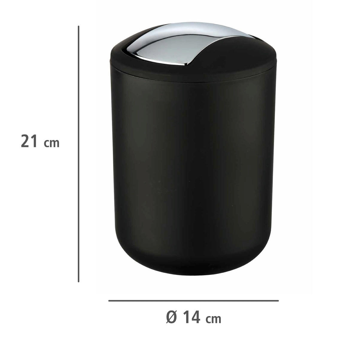 ABFALLKORB Brasil Black 2 l 14/14/21 cm - Schwarz, Kunststoff (14/21/14cm) - Wenko