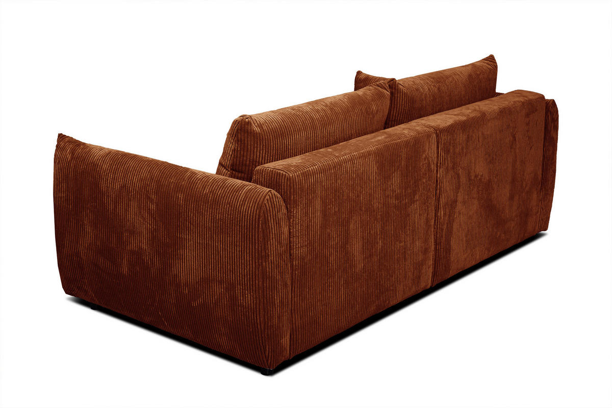SOFA TAUER 3-Sitzer, orange - Dunkelorange/Schwarz, Holzwerkstoff/Kunststoff (112/84/206cm) - Courtois Laville