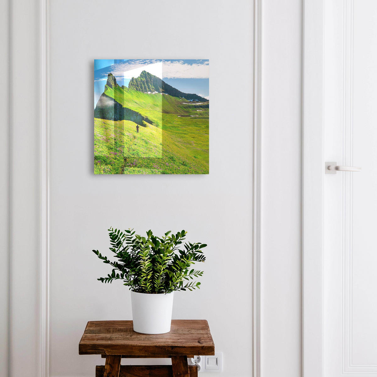 SCHLÜSSELBOX Schwarz 30x30 cm- Türöffnung nach rechts - Grüne Berge - Grün, Metall (30/30/5cm) - TULUP
