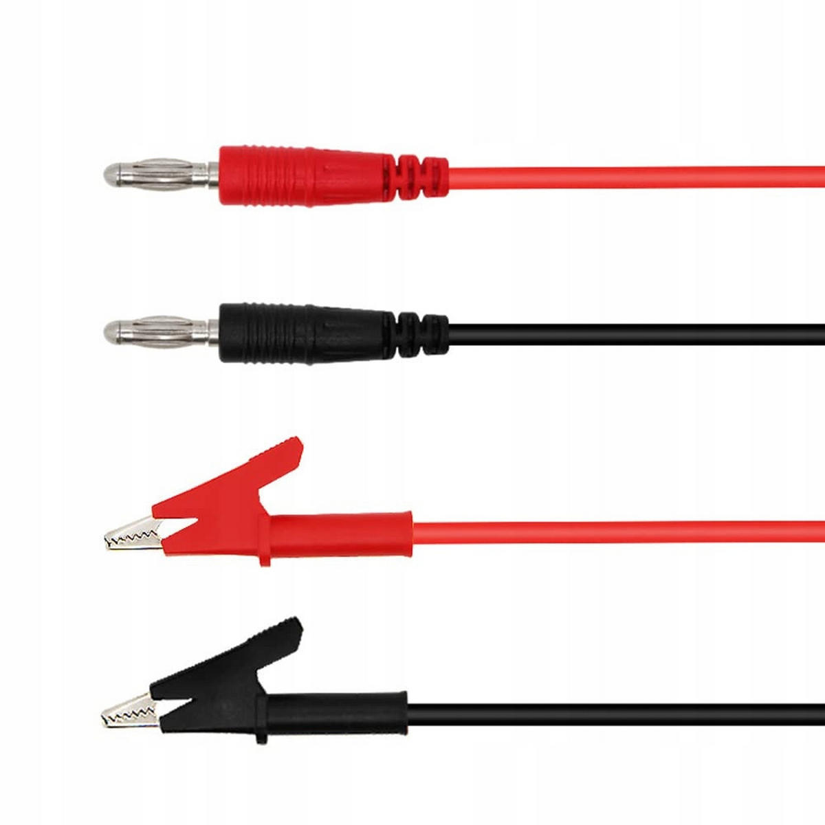 MESSKABEL Universal 2-tlg. Set, 100 cm, 1500 V, 15 A, Krokodilklemmen, Bananenstecker 4 mm, max. Öffnung 10 mm - Multicolor, Kunststoff/Metall (8/8/3cm)