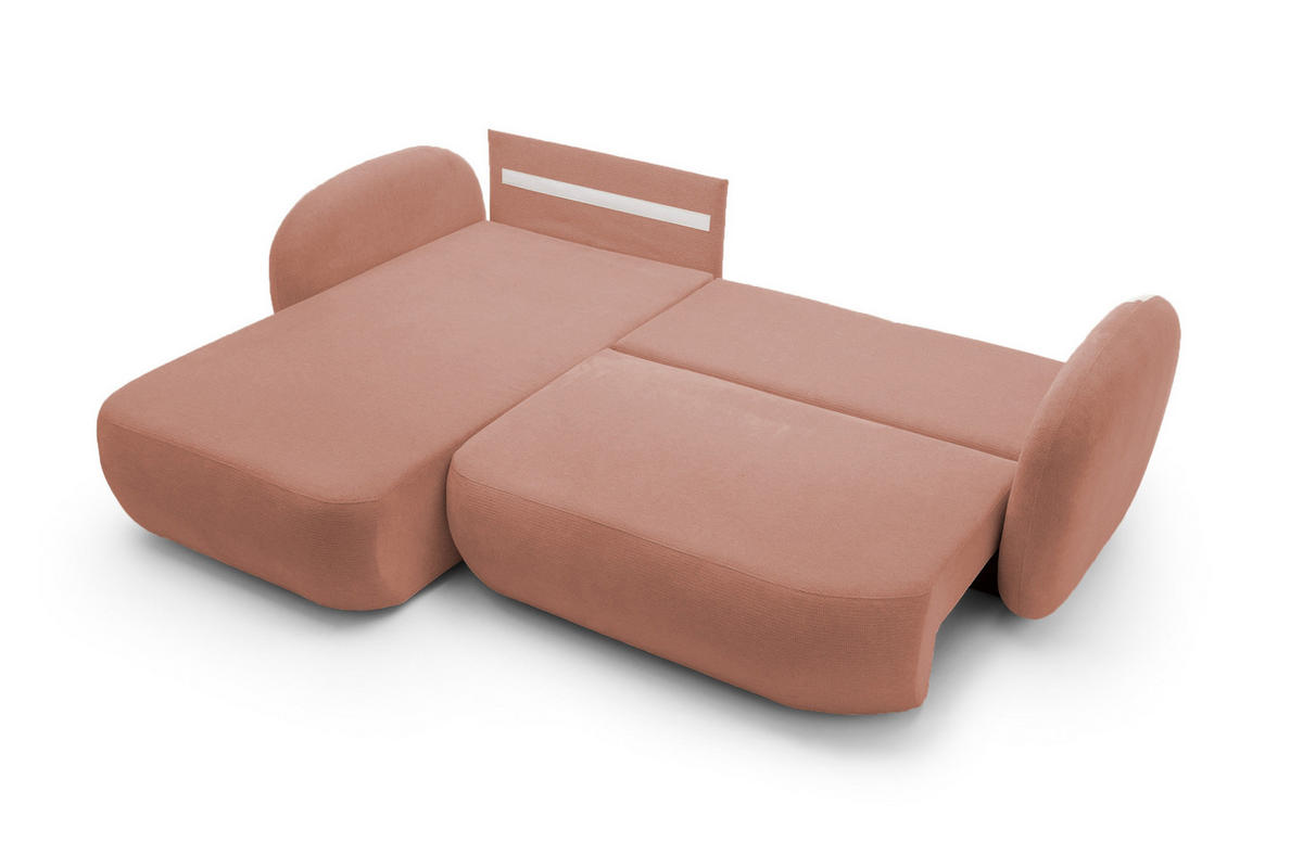 ECKSOFA OLIO L-Form Schlaffunktion mit Bettkasten, lose Rückenkissen, freistehend, LINKS 174x248 cm Rose - Rosa, Holz/Textil (174/248cm) - DomoHome