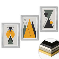 WANDBILDER 3er Set - 20x30 cm Silberner Rahmen - Abstrakte geometrische Formen - Silberfarben, Kunststoff (20/30cm) - ArtPrintCave