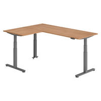 ECKSCHREIBTISCH elektrisch höhenverstellbar L-Form 160/200/74 cm in Nussbaumfarben/Graphitfarben - Nussbaumfarben/Graphitfarben, Holzwerkstoff (160/200/74cm) - bümö
