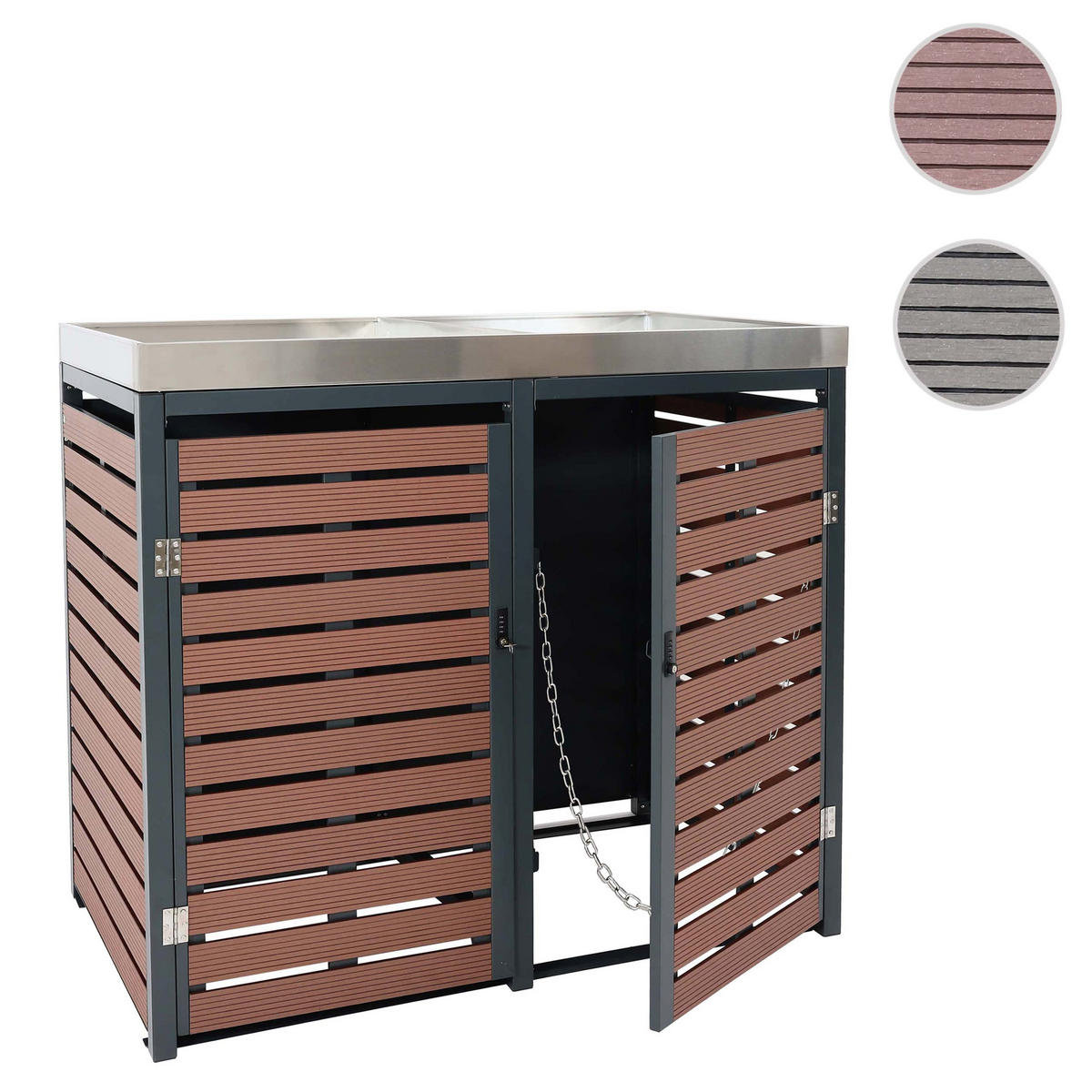 MÜLLTONNENVERKLEIDUNG Walnuss Dekor - Walnussfarben, Metall (134/124/84cm) - MCW