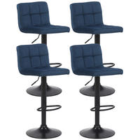 BARHOCKER 4er Set Fenai Samt blau - Blau/Schwarz, Textil/Metall (40/106/40cm) - TPFLiving