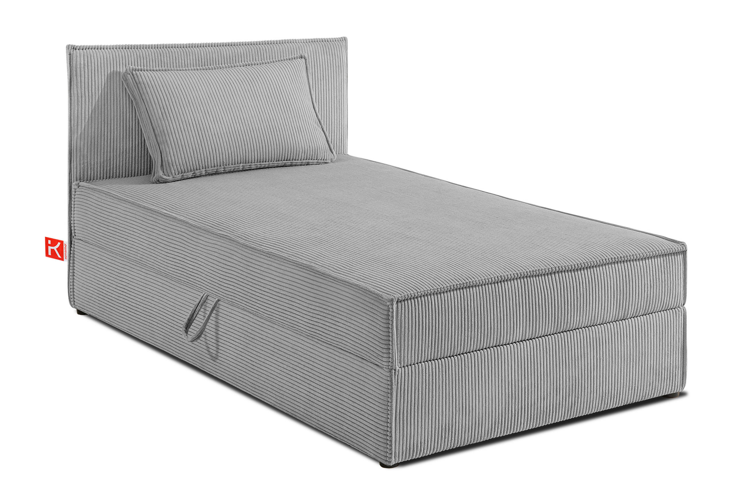BOXSPRINGBETT ROTI Einzelbett, hellgrau - Hellgrau/Schwarz, Holz/Holzwerkstoff (90/200cm) - KONSIMO®