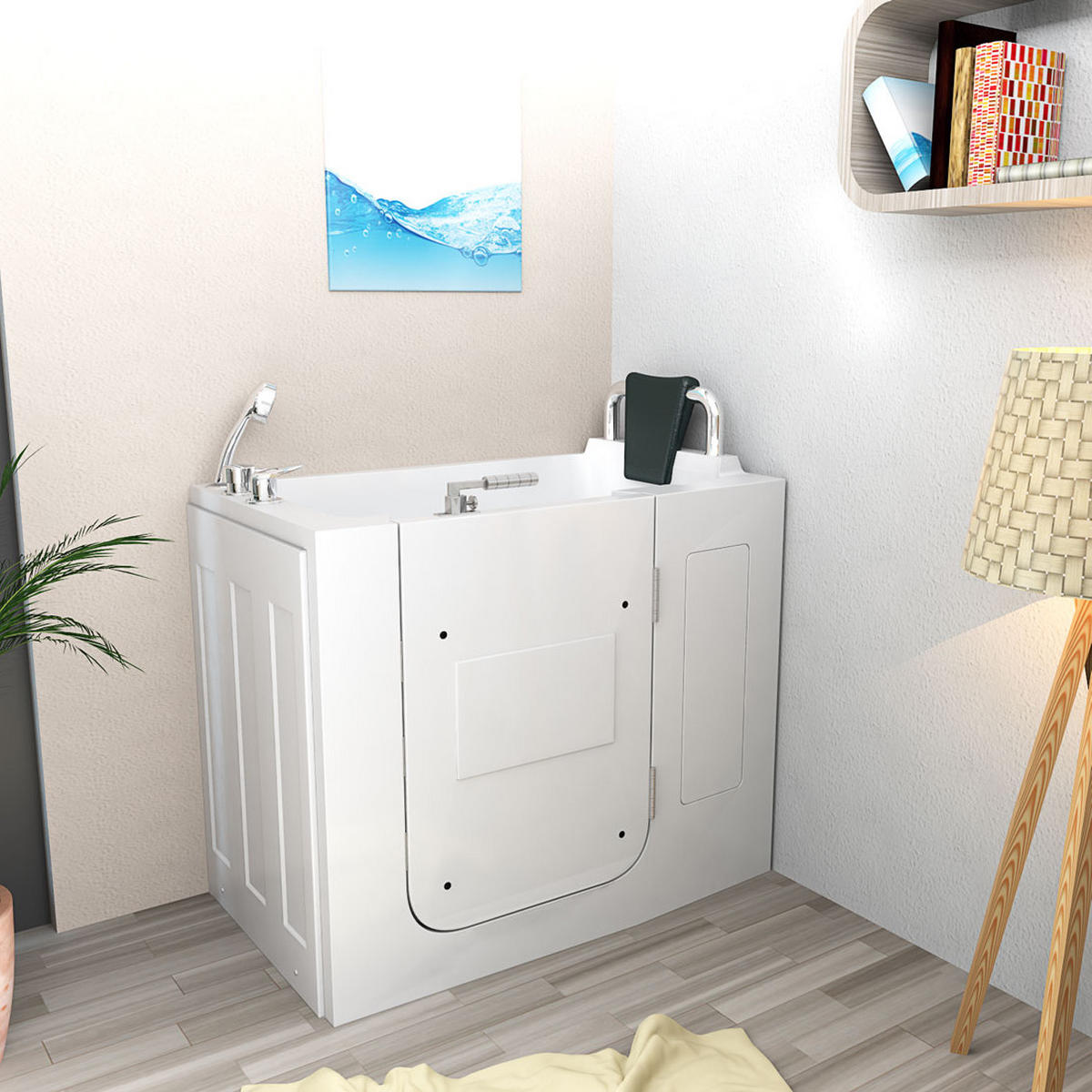 SENIOREN Sitzwanne mit Tür S08-C-R - Weiß, Glas/Kunststoff (68/114/110cm) - AcquaVapore by Sandra Jentho