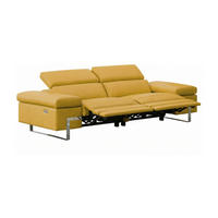 3-SITZER Sofa Opera Echtleder mit 2 x Relaxfunktion Senfgelb - Gelb, Leder/Metall (223/75/109cm)