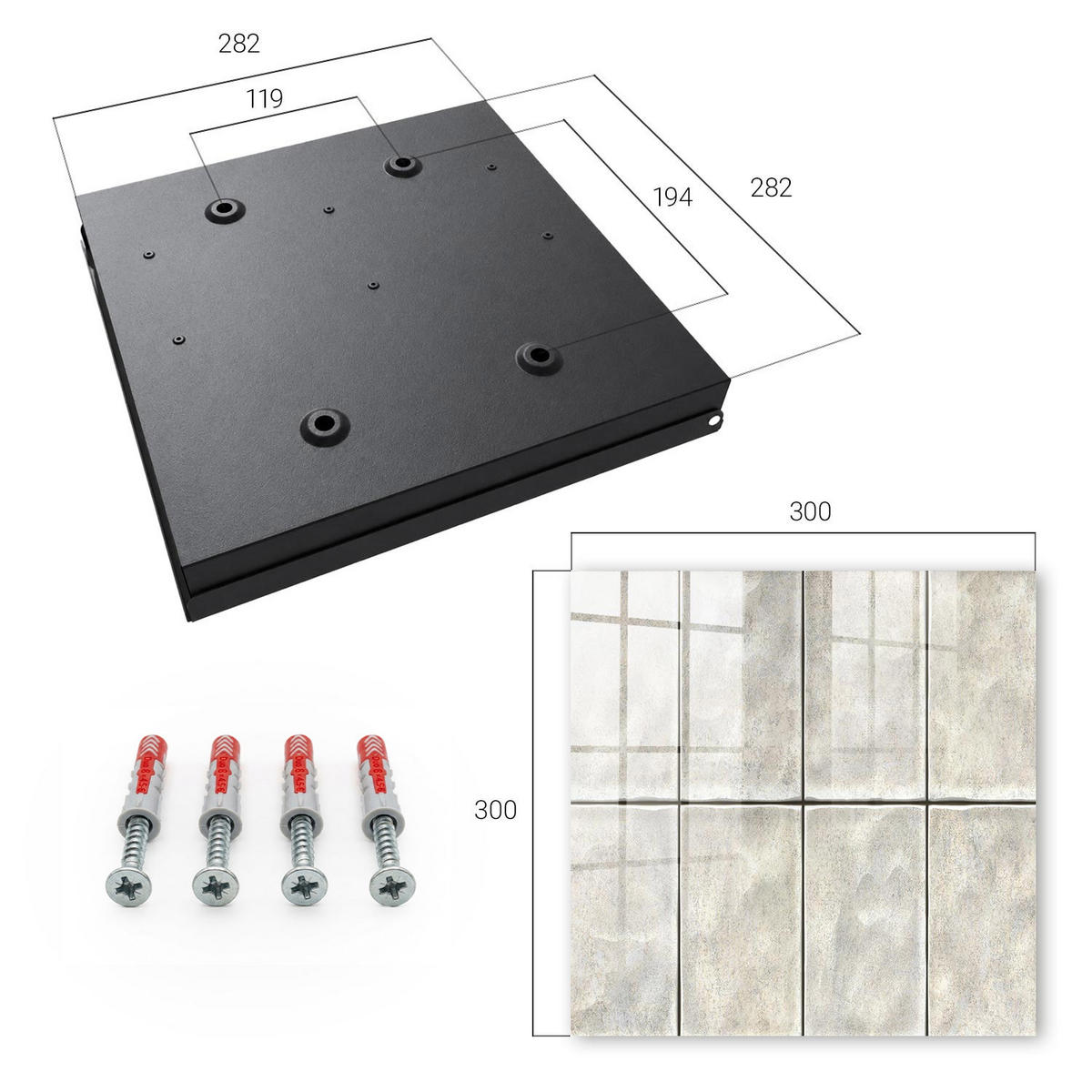 SCHLÜSSELBOX Schwarz 30x30 cm- Türöffnung nach rechts - Moderne Eleganz - Beige, Metall (30/30/5cm) - TULUP
