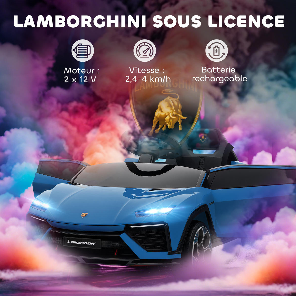 ELEKTRO-KINDERAUTO DE-13092 2 Motoren Blau - Blau, Kunststoff (101.5/49/43cm) - ComfortXL
