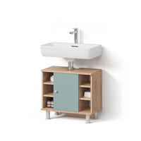 WASCHBECKENUNTERSCHRANK Fucino Grün/Goldkraft Eiche 60 x 54 cm - Eiche Wotan/Grün, Holzwerkstoff (60/54/32cm) - Livinity®