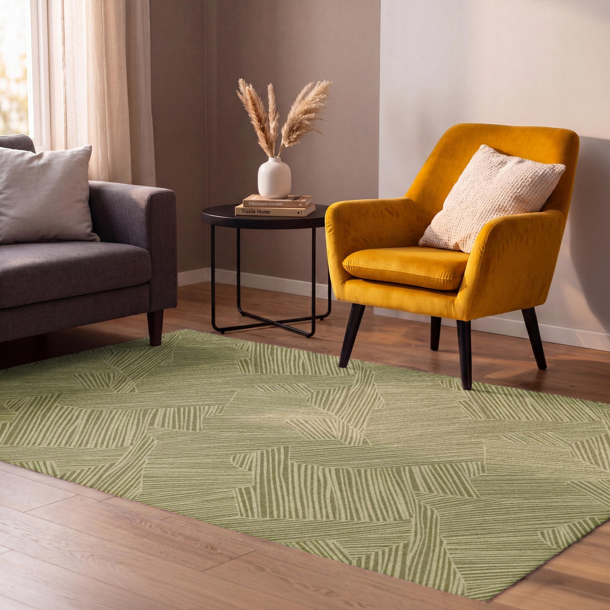 KOBERCE - Abstraktné - Moderné - Zelené - 90x150 cm - olivovozelená, textil/plast (90/0.4cm) - OnlyWow