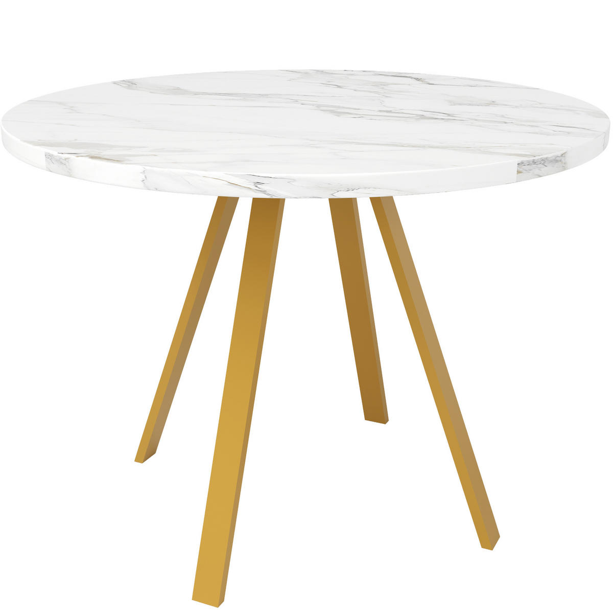 ESSTISCH 80x80x75 cm in Weiß und Gold aus MDF mit weißer Marmoroptik - Weiß, Holzwerkstoff (80/80/75cm) - Modfu