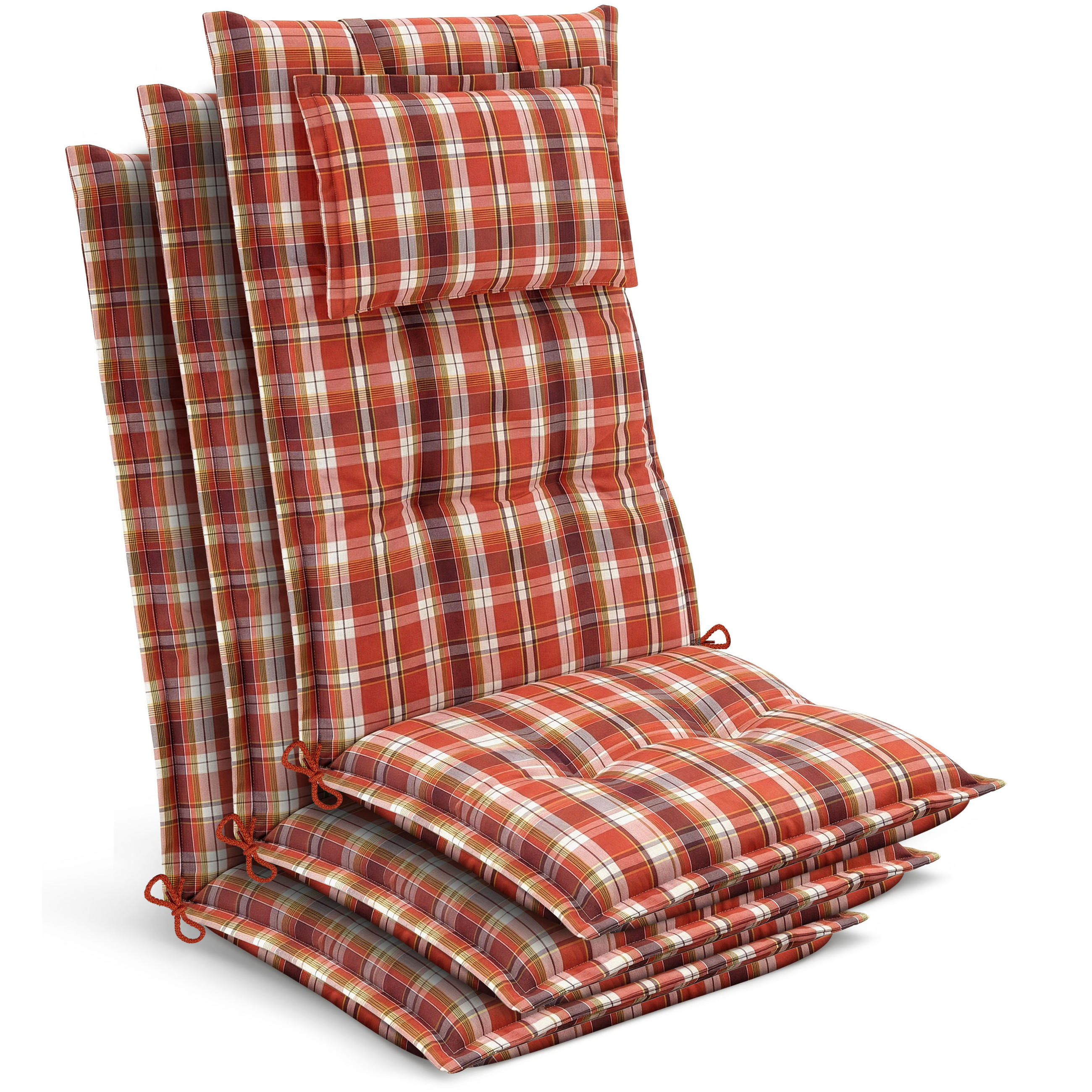 HOCHLEHNER Highlux HL 120x52x7cm Orange-Rot-Grün-Kariert (3tlg) - Grün, Textil (52/120cm) - Beautissu 
