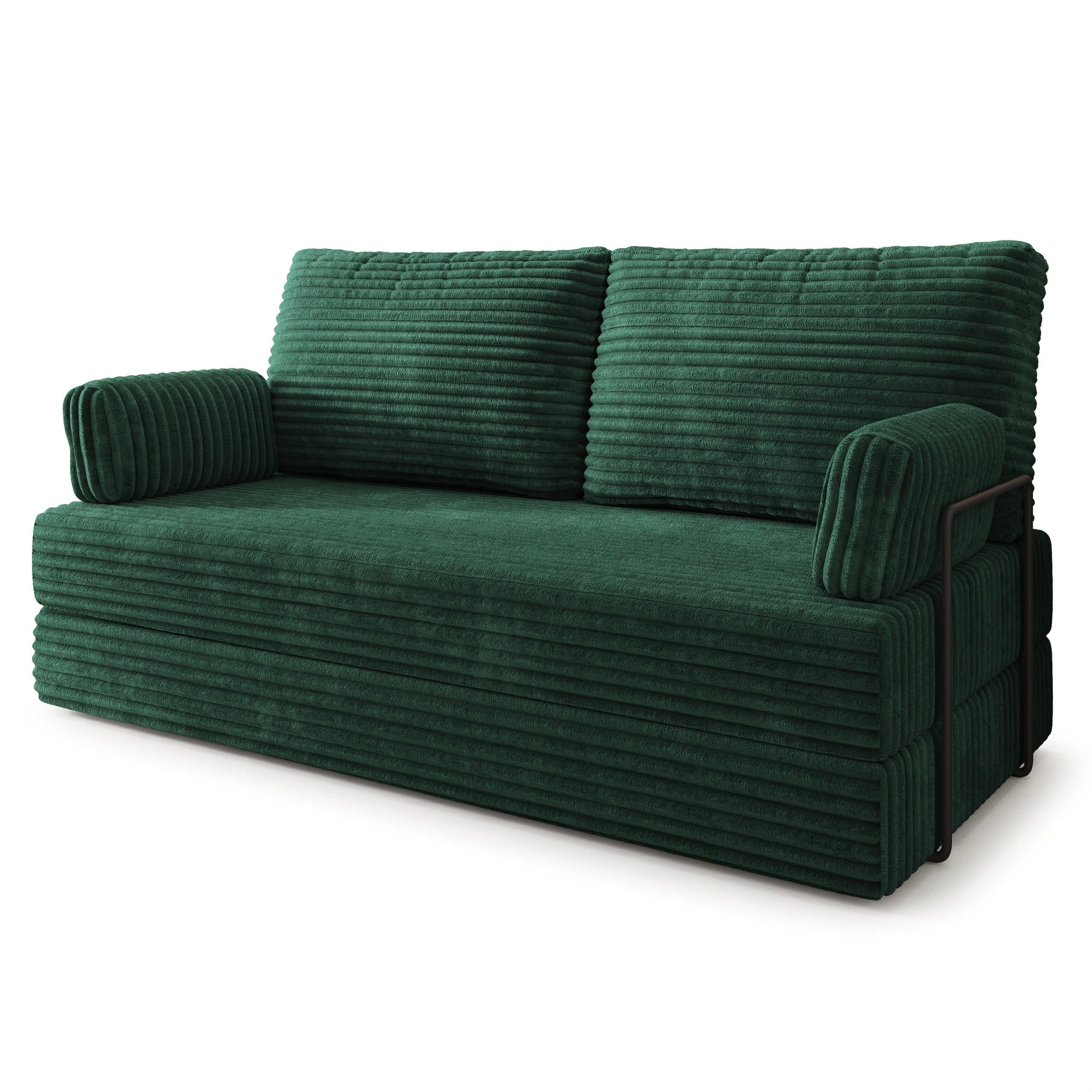 BETTSOFA SILAR aus Schaumstoff Kordstoff Grün Schlaffunktion - Grün, Textil (170/86/80cm) - MASSENO