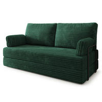 POHOVKA z pěny SILAR s kovovým rámem Manšestrová látka Lahvově zelená - tmavě zelená/zelená barva, textil (170/86/80cm) - MASSENO