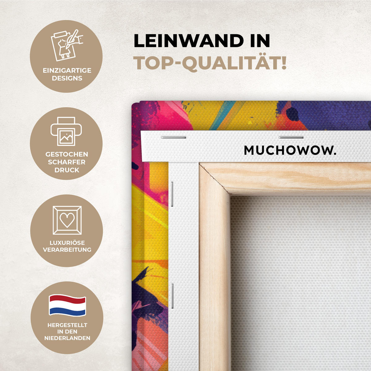 LEINWANDBILD Abstrakt - Formen - Farbenfroh Wandbilder 80x60 cm - Magenta, Textil (80/60cm) - MuchoWow