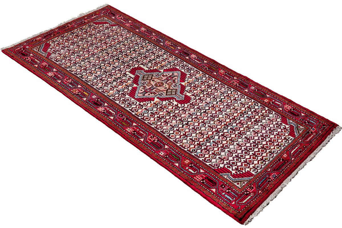 LÄUFER Orient handgeknüpft Assadabad Beige, Rot 210/76 cm Schurwolle - Beige/Rot, Textil (76/210cm) - Looma