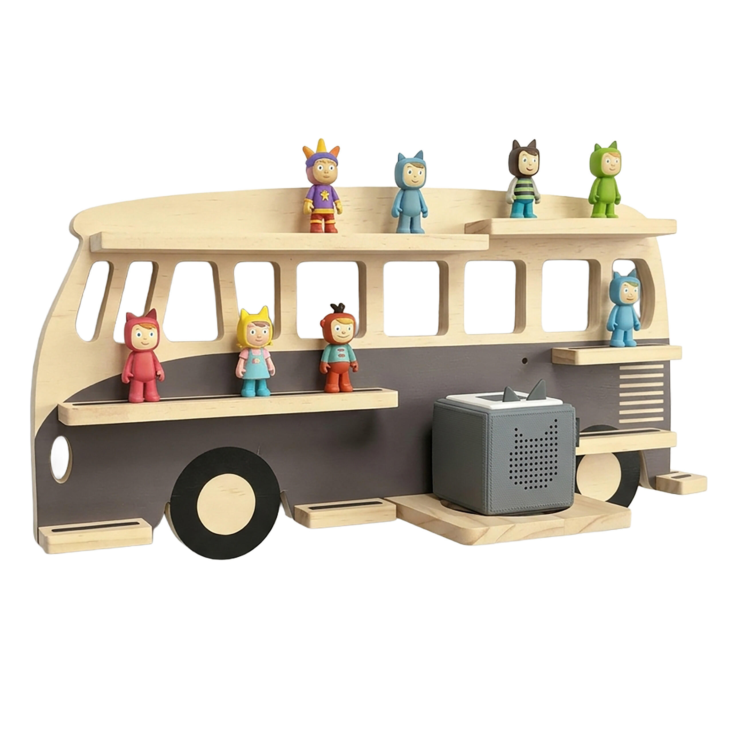 WANDREGAL Natur Grau Busform für Hörfiguren - Multicolor, Holz (54/27/15cm) - Relaxdays