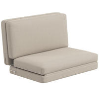 BODENSOFA 3-in-1 Klappbar Schlafsofa mit Samtoptik für Schlafzimmer, Wohnzimmer - Beige, Textil (120/10/275cm) - HOMCOM