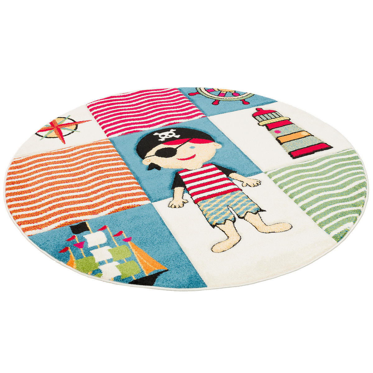 KINDER TEPPICH SAVONA KIDS PIRATENWELT RUND - Multicolor, Textil (160/160cm) - Pergamon