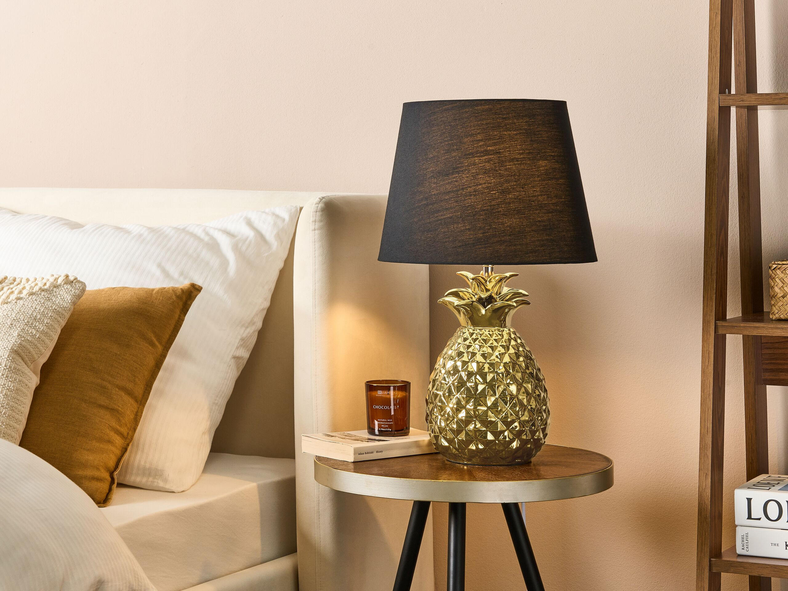TISCHLAMPE Pineapple 32/32/52 cm - Goldfarben, Keramik (32/32/52cm) - Beliani
