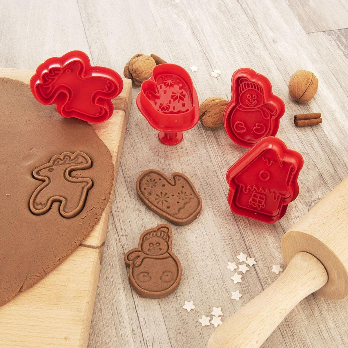 AUSSTECHFORMEN-SET Weihnachten Stempel 4-teilig Rot - Rot, Kunststoff (5/5/6.5cm) - Orion 
