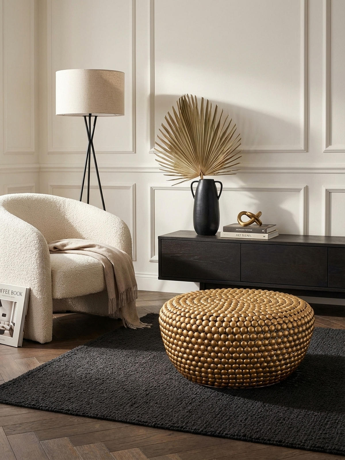 BEISTELLTISCH BIFERNO im orientalischen Stil aus Aluminium mit abgerundeter Form, Gold 60x60x30 cm - Goldfarben, Metall (60/60/30cm) - KADIMA DESIGN