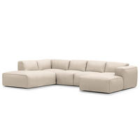 WOHNLANDSCHAFT mit Longchair - Hellgrau/Schwarz, Leder/Kunststoff (325/71/235cm) - home24