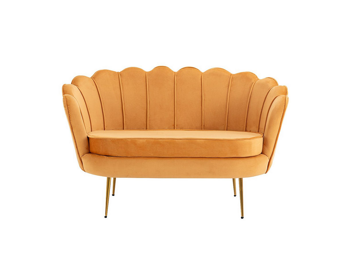 COUCHGARNITUR Muschel 2+1 - Samt - Senfgelb - DANDELION - Gelb, Textil (124/78/75cm) - Pascal Morabito