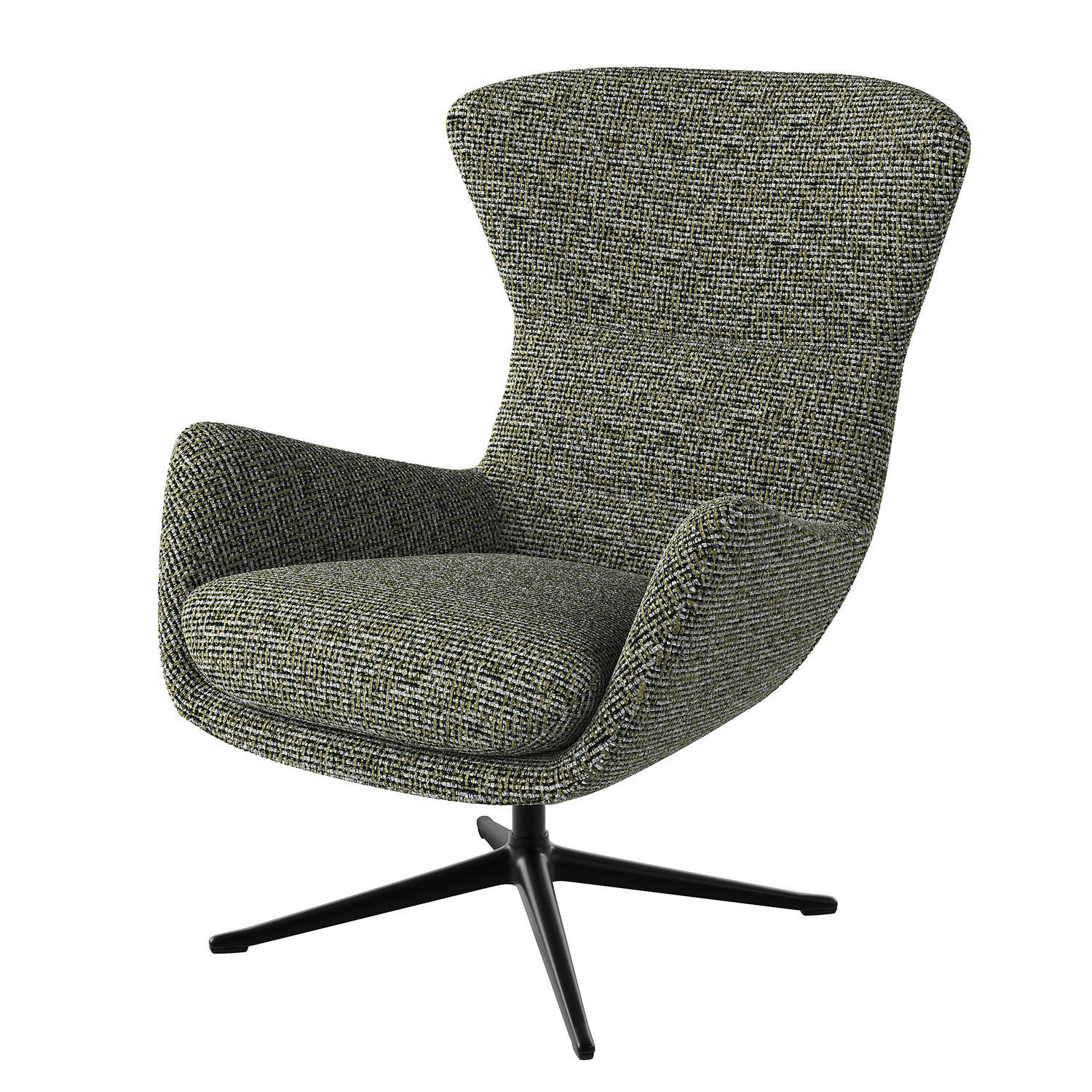 SESSEL mit Kreuzfuß - Silberfarben/Schwarz, Textil/Metall (84/99/96cm) - home24