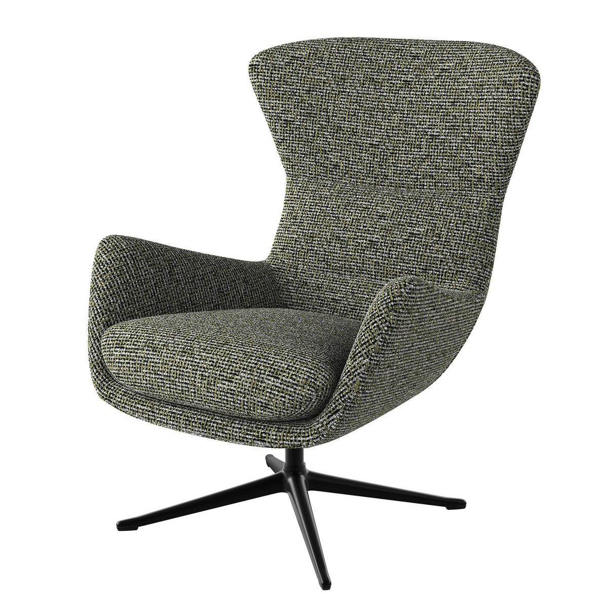 SESSEL mit Kreuzfuß - Silberfarben/Schwarz, Textil/Metall (84/99/96cm) - home24