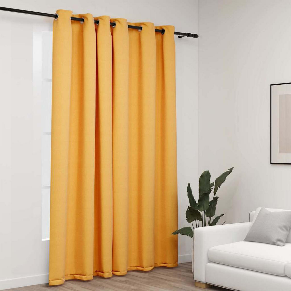 VERDUNKELUNGSVORHANG Mit Ösen Leinenoptik Gelb 290/245 Cm - Gelb, Textil (290/245/1cm) - vidaXL